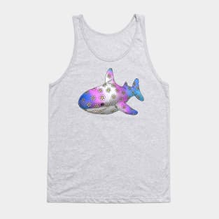 Blue, Pink, White, Pink and Blue Shark Tank Top